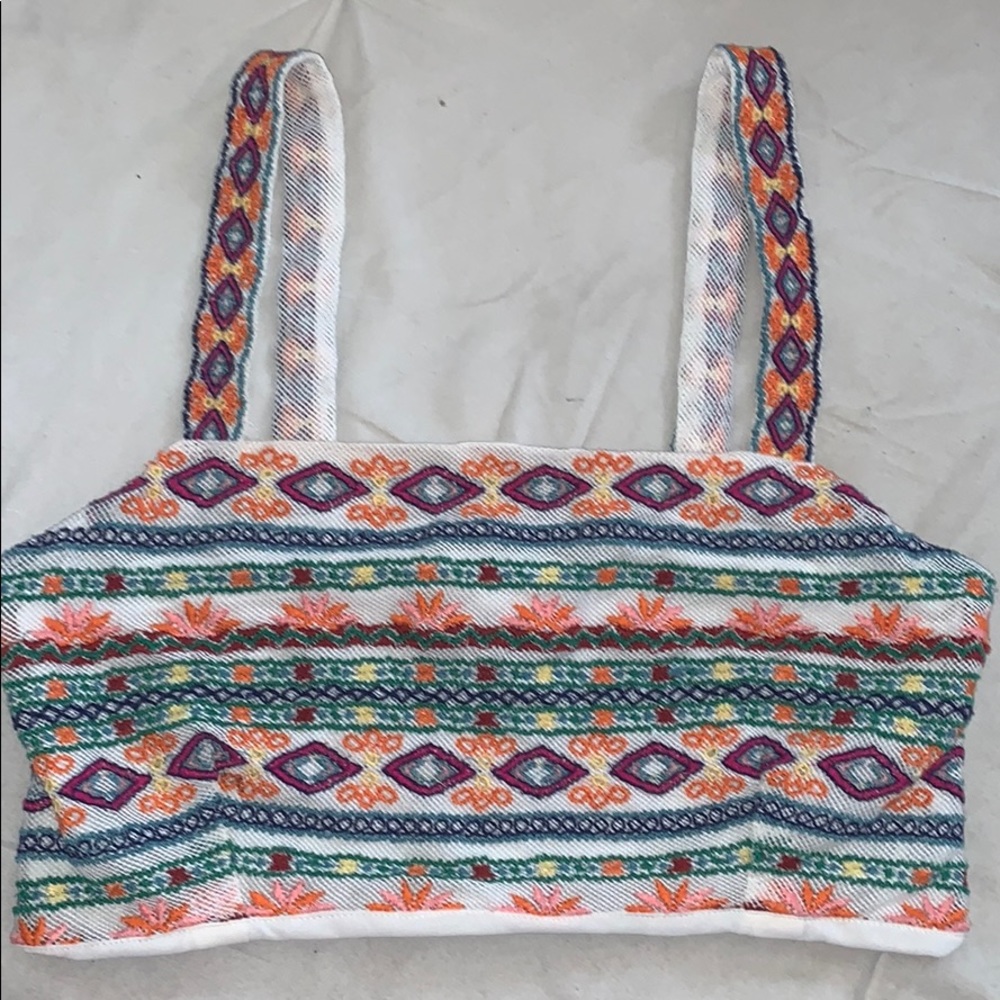 Tribal, colorful patterned crop top